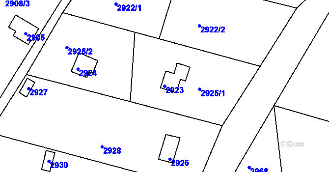 Parcela st. 2923 v KÚ Bystrc, Katastrální mapa