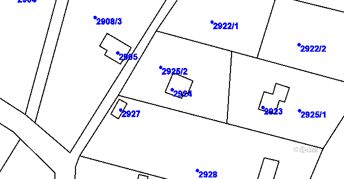 Parcela st. 2924 v KÚ Bystrc, Katastrální mapa