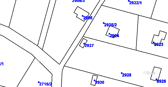 Parcela st. 2927 v KÚ Bystrc, Katastrální mapa