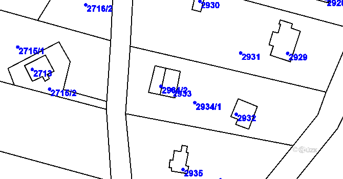 Parcela st. 2933 v KÚ Bystrc, Katastrální mapa
