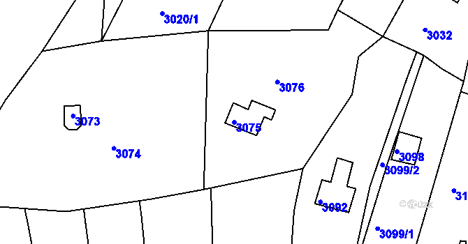 Parcela st. 3075 v KÚ Bystrc, Katastrální mapa
