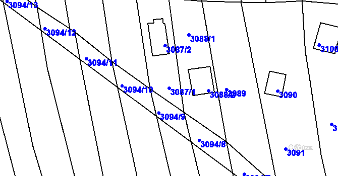 Parcela st. 3087/1 v KÚ Bystrc, Katastrální mapa