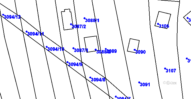 Parcela st. 3088/2 v KÚ Bystrc, Katastrální mapa