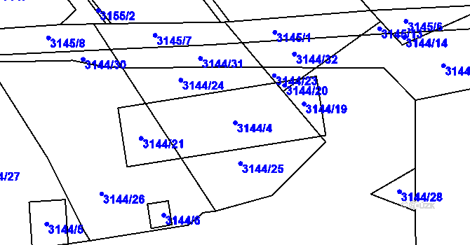Parcela st. 3144/4 v KÚ Bystrc, Katastrální mapa