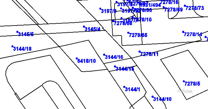 Parcela st. 3144/16 v KÚ Bystrc, Katastrální mapa