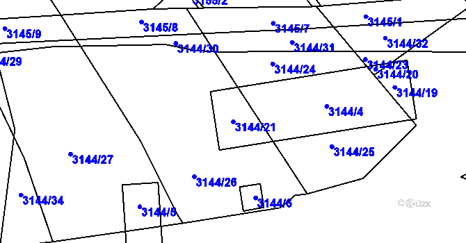 Parcela st. 3144/21 v KÚ Bystrc, Katastrální mapa