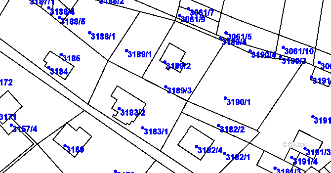 Parcela st. 3189/3 v KÚ Bystrc, Katastrální mapa