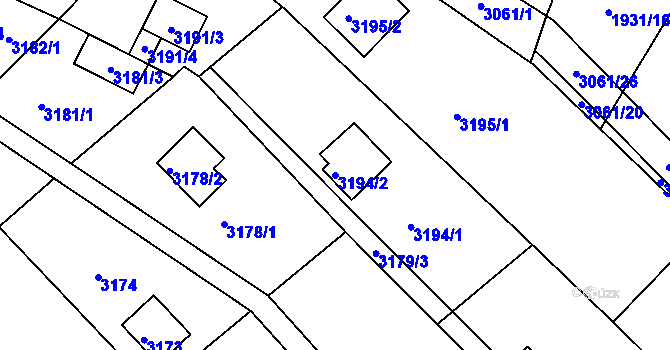 Parcela st. 3194/2 v KÚ Bystrc, Katastrální mapa