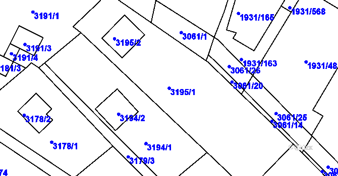Parcela st. 3195/1 v KÚ Bystrc, Katastrální mapa