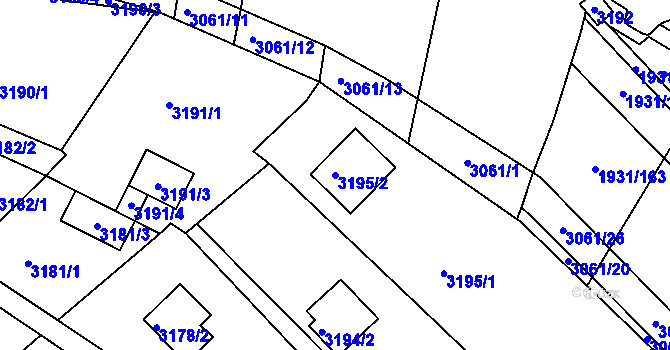 Parcela st. 3195/2 v KÚ Bystrc, Katastrální mapa