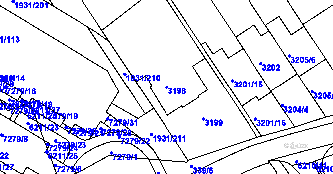 Parcela st. 3198 v KÚ Bystrc, Katastrální mapa