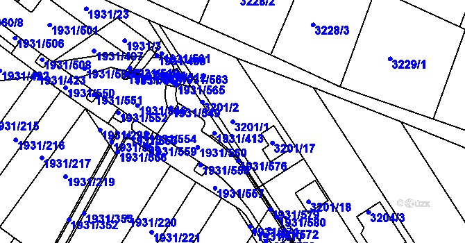 Parcela st. 3201/1 v KÚ Bystrc, Katastrální mapa