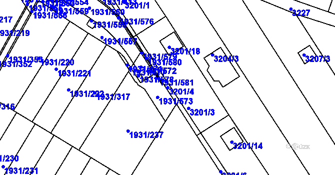 Parcela st. 3201/4 v KÚ Bystrc, Katastrální mapa