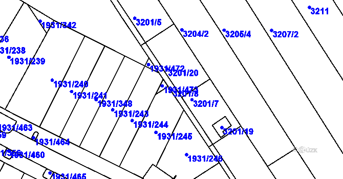 Parcela st. 3201/8 v KÚ Bystrc, Katastrální mapa