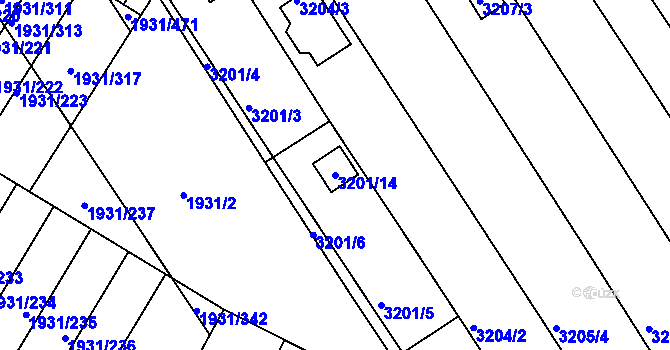 Parcela st. 3201/14 v KÚ Bystrc, Katastrální mapa