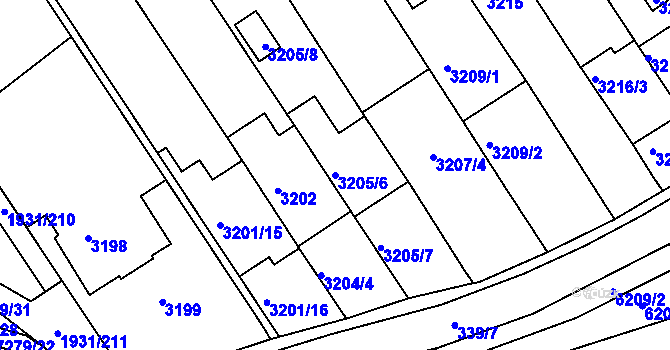 Parcela st. 3205/6 v KÚ Bystrc, Katastrální mapa