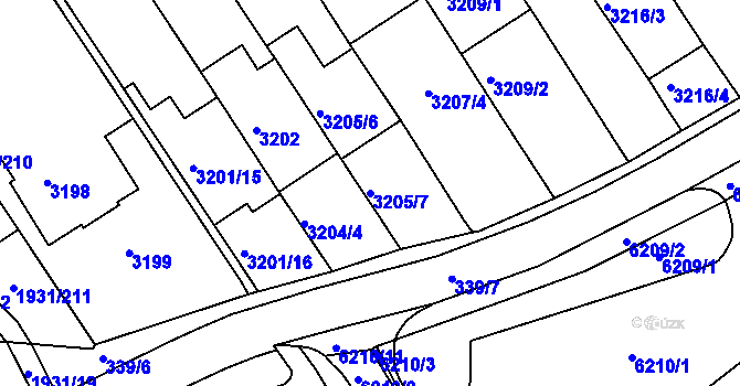 Parcela st. 3205/7 v KÚ Bystrc, Katastrální mapa