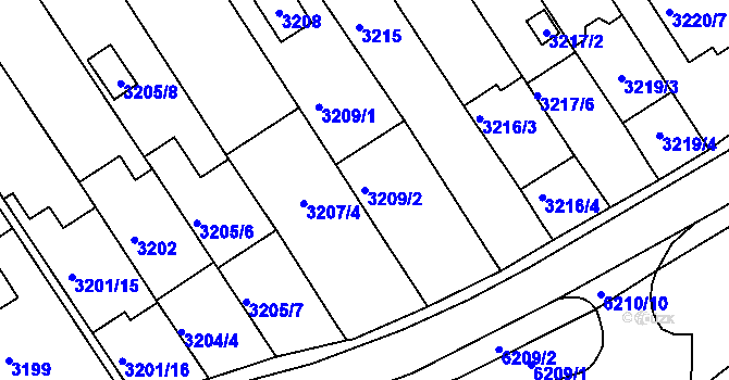 Parcela st. 3209/2 v KÚ Bystrc, Katastrální mapa