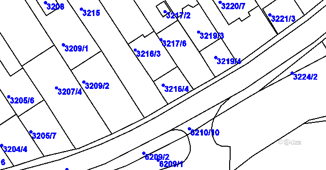 Parcela st. 3216/4 v KÚ Bystrc, Katastrální mapa