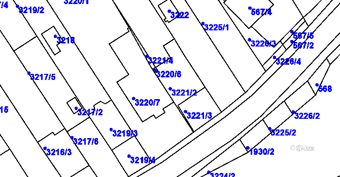 Parcela st. 3221/2 v KÚ Bystrc, Katastrální mapa