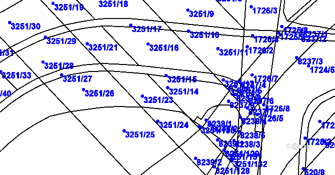 Parcela st. 3251/14 v KÚ Bystrc, Katastrální mapa