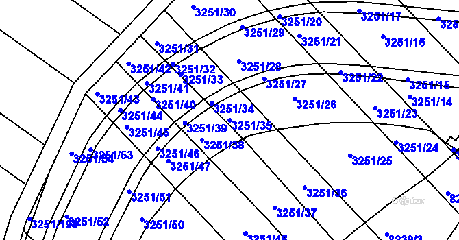 Parcela st. 3251/35 v KÚ Bystrc, Katastrální mapa