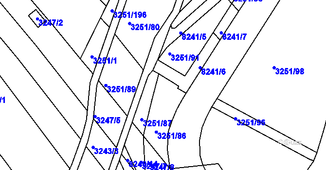 Parcela st. 3251/85 v KÚ Bystrc, Katastrální mapa