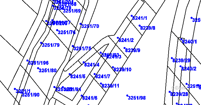 Parcela st. 3251/93 v KÚ Bystrc, Katastrální mapa