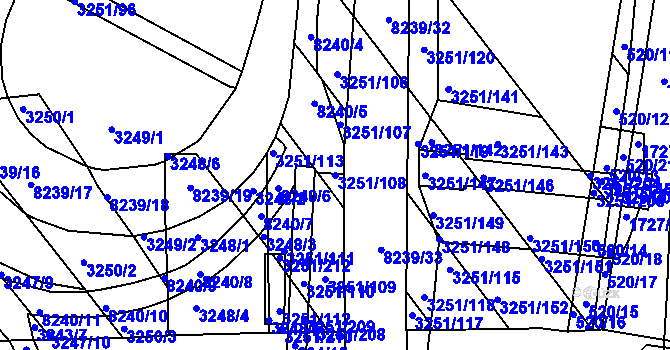 Parcela st. 3251/108 v KÚ Bystrc, Katastrální mapa