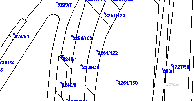 Parcela st. 3251/122 v KÚ Bystrc, Katastrální mapa