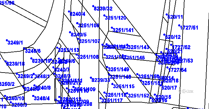 Parcela st. 3251/147 v KÚ Bystrc, Katastrální mapa