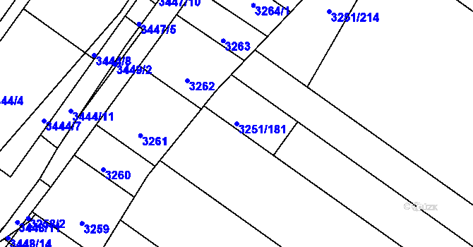 Parcela st. 3251/181 v KÚ Bystrc, Katastrální mapa
