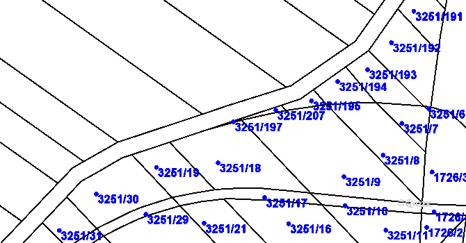 Parcela st. 3251/197 v KÚ Bystrc, Katastrální mapa