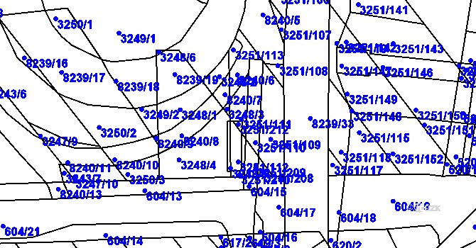 Parcela st. 3251/212 v KÚ Bystrc, Katastrální mapa