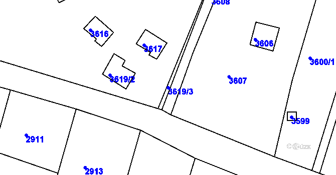 Parcela st. 3619/3 v KÚ Bystrc, Katastrální mapa