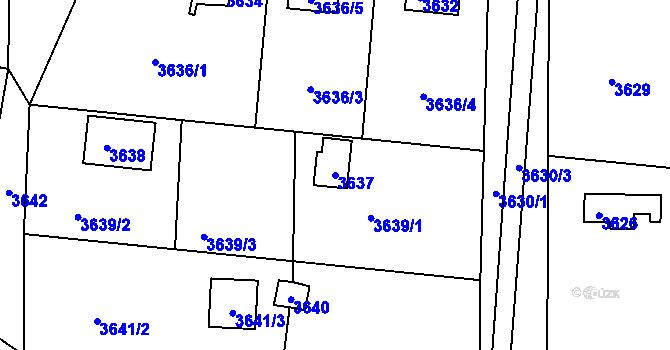 Parcela st. 3637 v KÚ Bystrc, Katastrální mapa