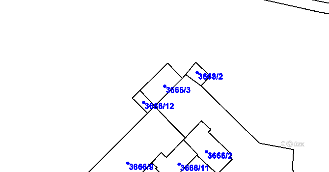 Parcela st. 3666/3 v KÚ Bystrc, Katastrální mapa