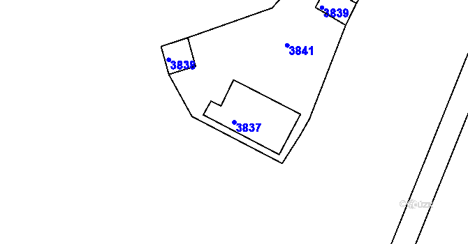 Parcela st. 3837 v KÚ Bystrc, Katastrální mapa