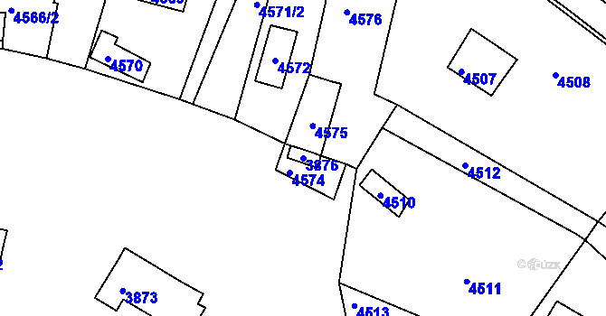 Parcela st. 3876 v KÚ Bystrc, Katastrální mapa