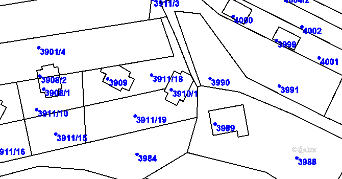 Parcela st. 3910/1 v KÚ Bystrc, Katastrální mapa