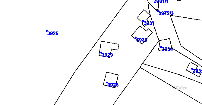 Parcela st. 3929 v KÚ Bystrc, Katastrální mapa