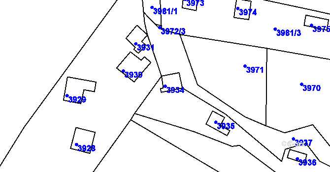 Parcela st. 3934 v KÚ Bystrc, Katastrální mapa