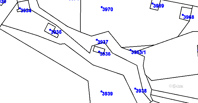 Parcela st. 3936 v KÚ Bystrc, Katastrální mapa