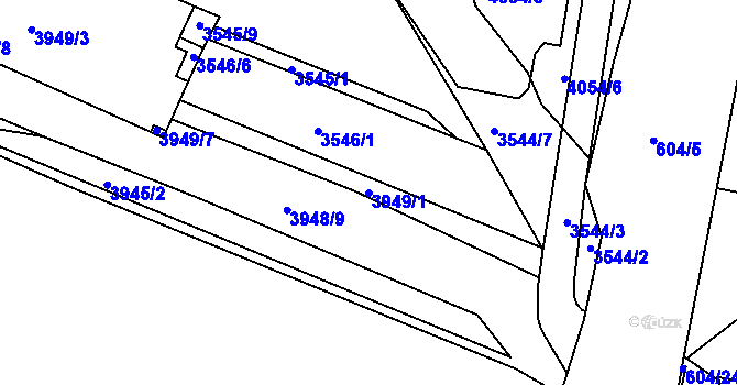 Parcela st. 3949/1 v KÚ Bystrc, Katastrální mapa
