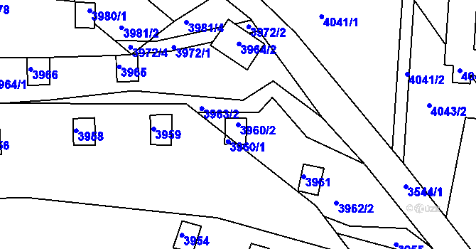 Parcela st. 3960/2 v KÚ Bystrc, Katastrální mapa