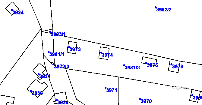 Parcela st. 3974 v KÚ Bystrc, Katastrální mapa