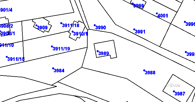 Parcela st. 3989 v KÚ Bystrc, Katastrální mapa