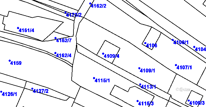 Parcela st. 4109/4 v KÚ Bystrc, Katastrální mapa