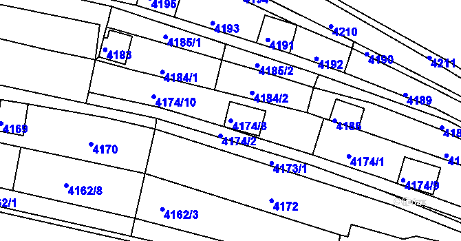 Parcela st. 4174/8 v KÚ Bystrc, Katastrální mapa