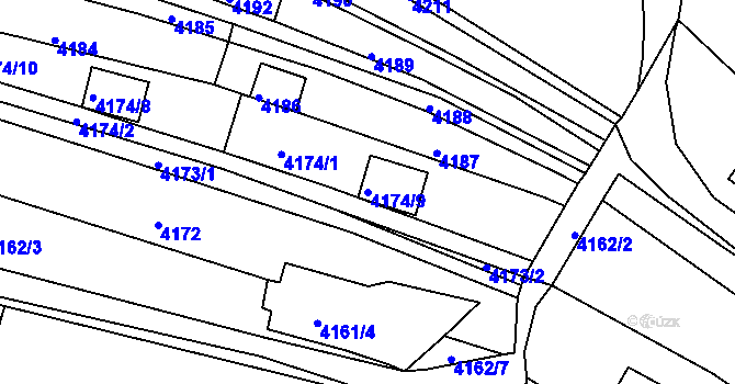 Parcela st. 4174/9 v KÚ Bystrc, Katastrální mapa